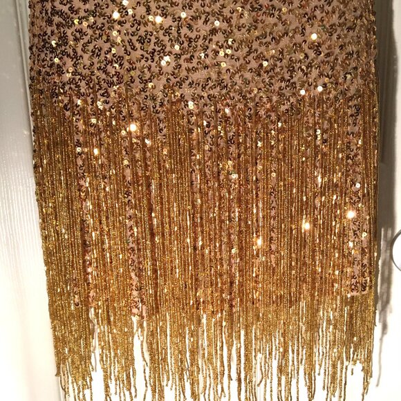 *Roberto Cavalli* Bead & Sequin Sexy Gold Swing Dress Sz. 8 NYE Party - Picture 5 of 17